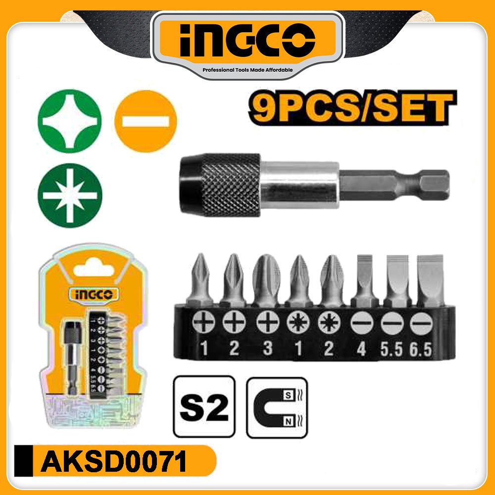 INGCO 9pcs Screwdriver Bits Set — buy online Australia