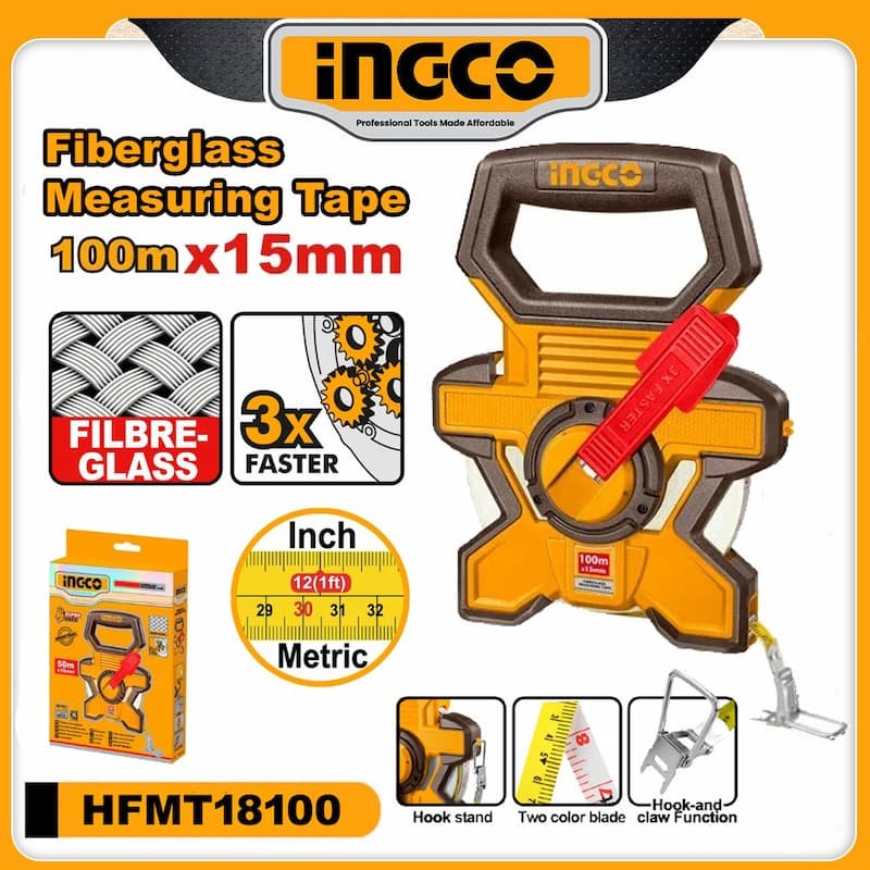 INGCO 100m Fiberglass Measuring Tape — buy online Australia