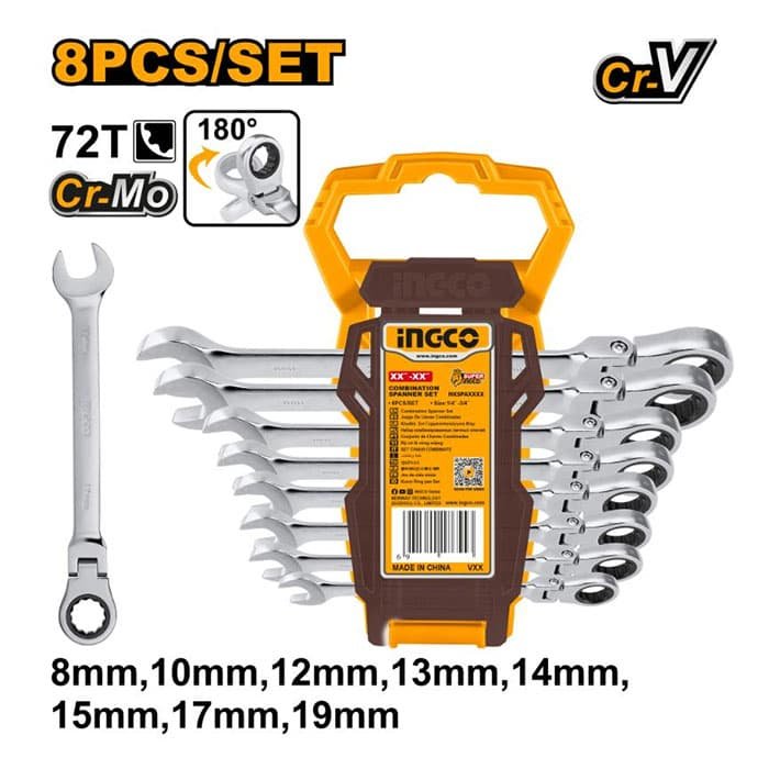 INGCO 8pcs Ratchet Combination Spanner — buy online Australia