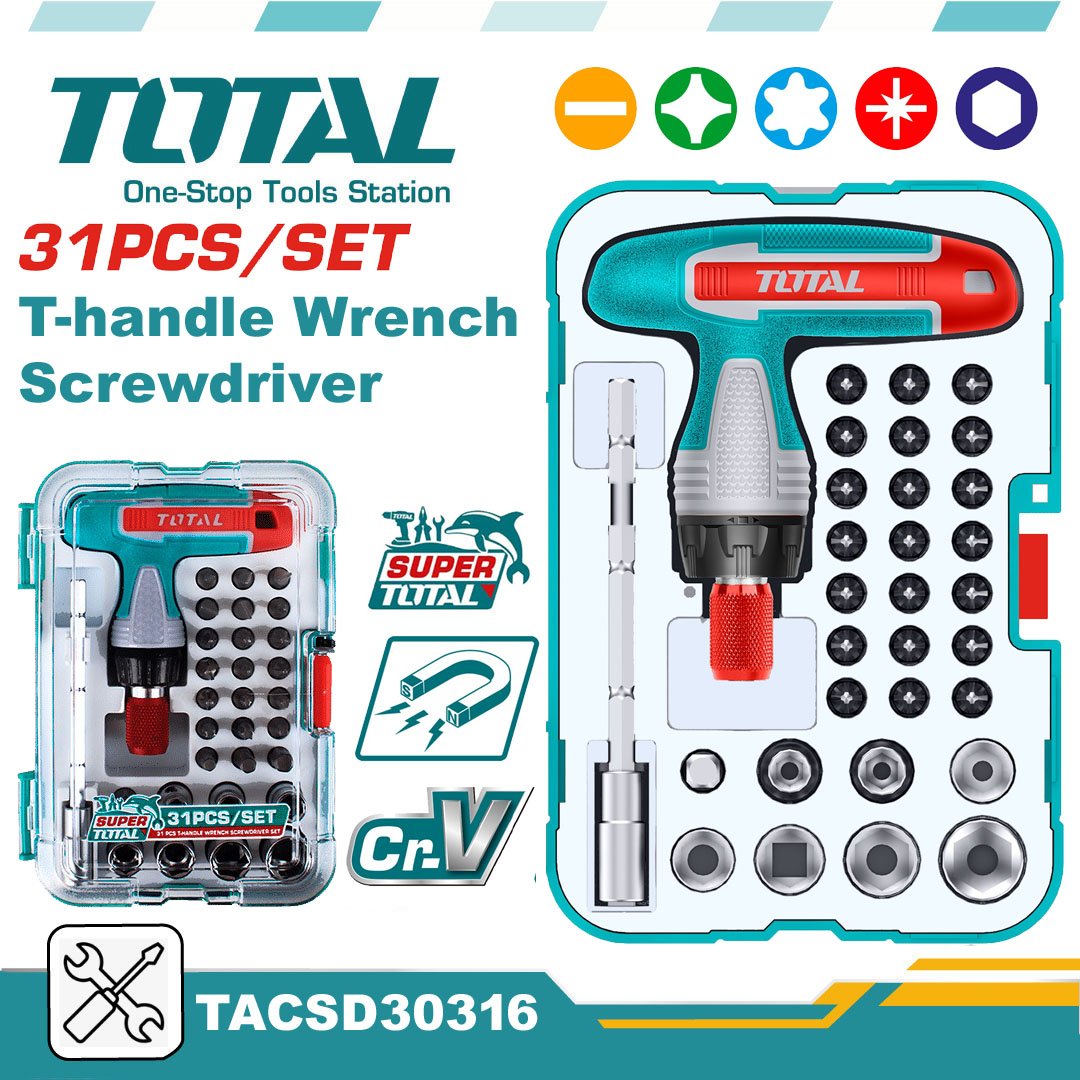 TOTAL 31pcs T-handle Wrench Screwdriver Set — buy online Australia