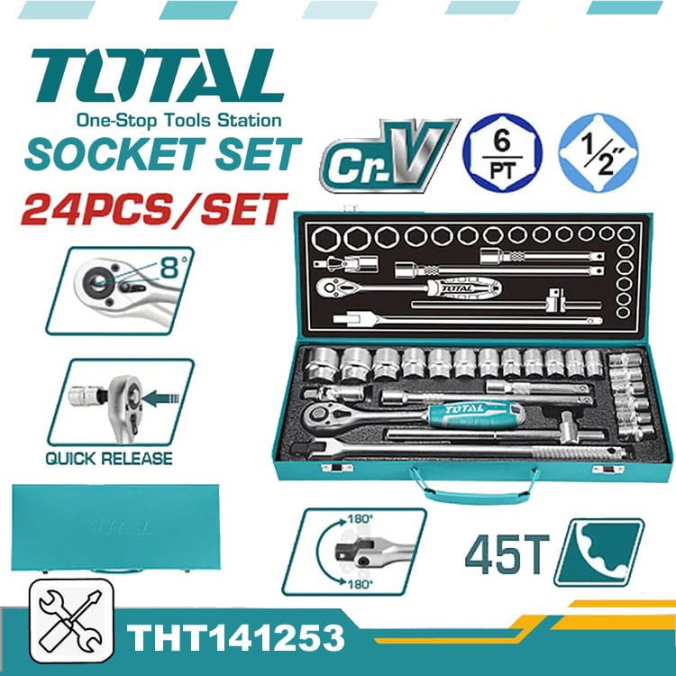 TOTAL 24PCS 1/2″ SOCKET SET — buy online Australia