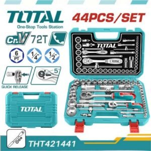 TOTAL 44 pcs 1/4″ + 1/2″ Socket Set — buy online Australia
