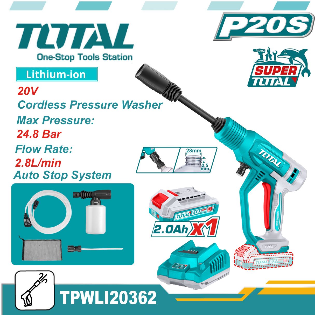 TOTAL 20v Cordless Car Washer Mini — buy online Australia