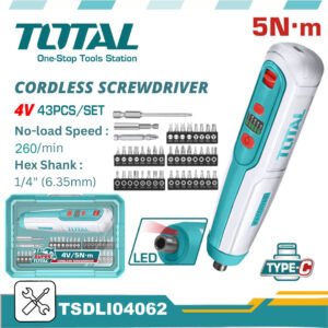 TOTAL 4V Cordless Screwdriver 43pcs Set — buy online Australia
