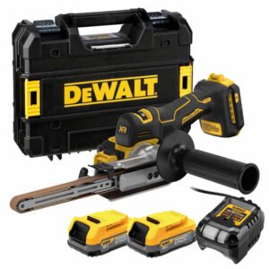 Dewalt DCM200E2T 18v XR Band File Kit – 2 x 1.7ah Powerstack Batteries, Charger and Case — buy online Australia