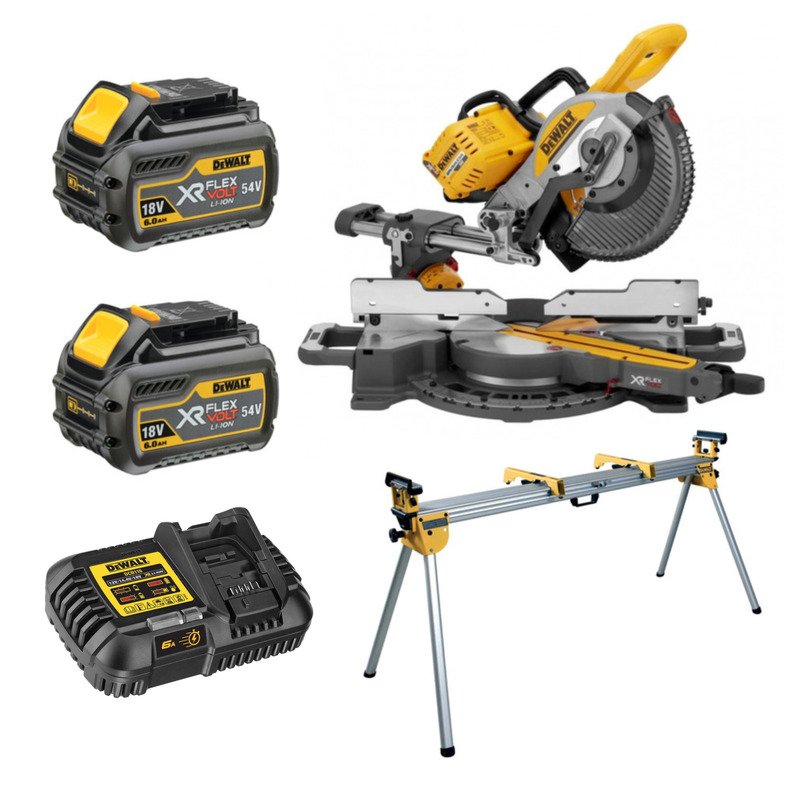 DeWalt DCS727T2 54V XR Flexvolt 250mm Double Bevel Slide Mitre Saw Kit With DE7023 Stand – 2 x 6ah Batteries — buy online Australia