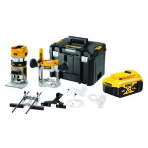DeWalt DCW604NT-XJ 18V XR Brushless Router/Trimmer with Extra Bases (Body Only) & DCB184 5.0Ah Battery — buy online Australia