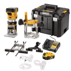 Dewalt DCW604P2 18V XR Brushless Router/Trimmer with Extra Bases (2 x 5.0Ah Li-Ion Batteries, Charger & Case) — buy online Australia