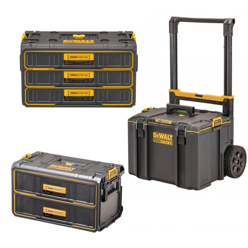 Dewalt TOUGHSYSTEM 2.0 3 Piece Set – DS450 Rolling Case, 2 Drawer Organiser Case & 3 Drawer Organiser Case — buy online Australia