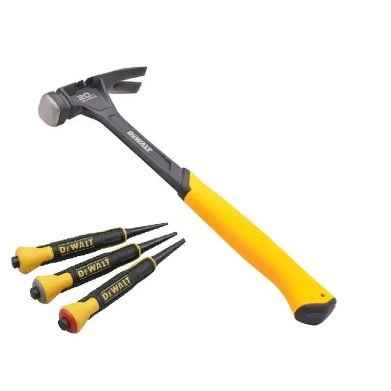 Dewalt XMS25DEWHAM 20oz Curved Claw Hammer & 3 Piece Punch Set — buy online Australia