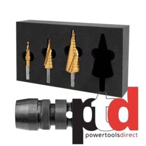Holemaker Technology 3 Piece Impact Rated Step Drill Set 12, 22, 30MM In Foam & 111130-012A Adaptor — buy online Australia