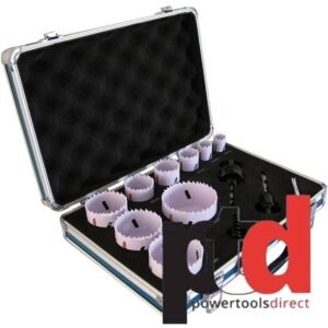 Makita D-47282 12 PC Electricians Holesaw Set 19mm – 68mm 2 Arbors + Metal Case — buy online Australia
