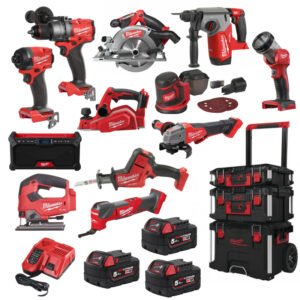 Milwaukee 12 Piece Power Tool Kit 18v – 3 x 5.0ah Batteries — buy online Australia