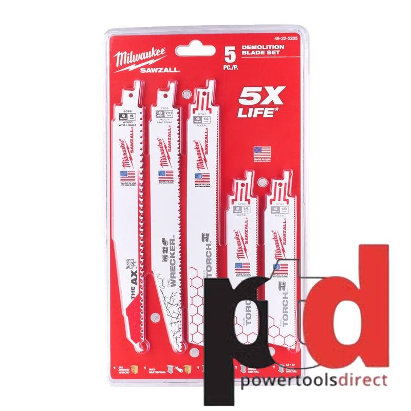 Milwaukee 49222205 Sawzall 5pc Blade Set — buy online Australia
