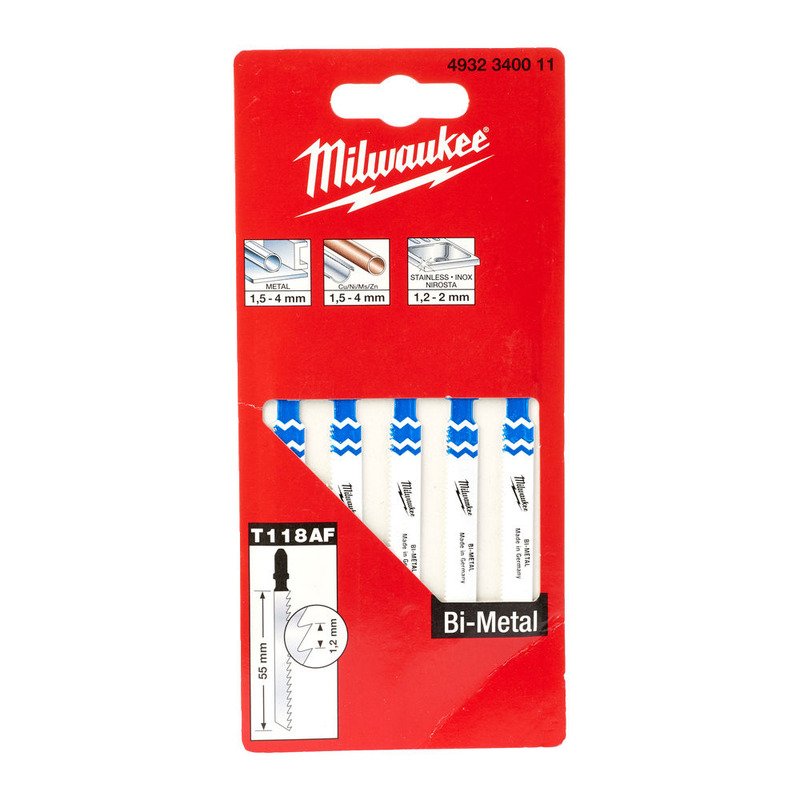 Milwaukee 4932340011 T118AF Metal Jigsaw Blades – Pack of 5 — buy online Australia