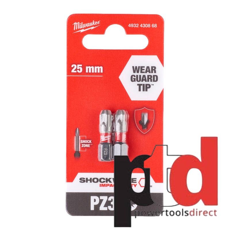Milwaukee 4932430868 PZ3 25mm Shockwave Impact Duty Screwdriver Bits – 2pc — buy online Australia