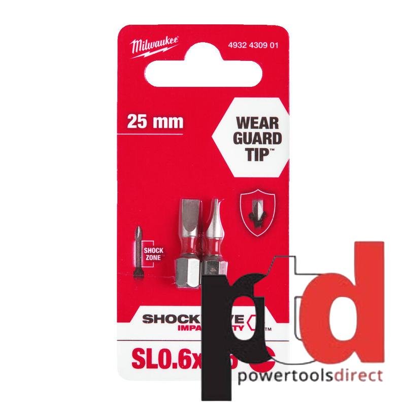 Milwaukee 4932430901 Shockwave Impact Duty Screwdriving Bit SL0.6×4.5mm 25mm 2pcs — buy online Australia