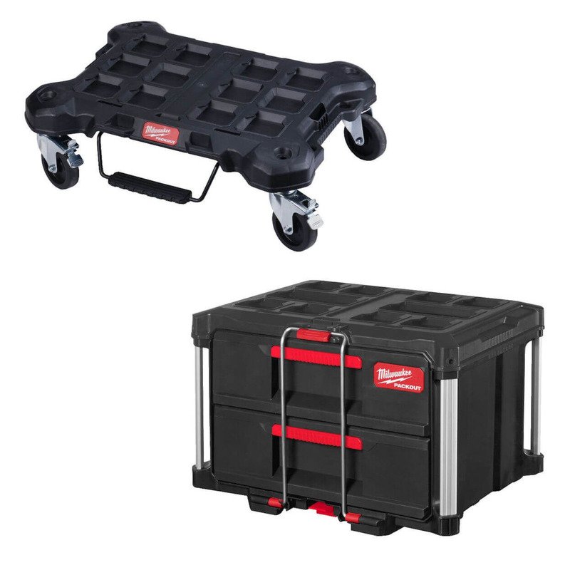 Milwaukee 4932472129 PACKOUT 2 Drawer Tool Box & 4932471068 PACKOUT Flat Trolley — buy online Australia