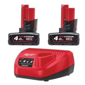 Milwaukee M12B4 12v 4.0ah Battery Twin Pack and Charger Energy Kit — buy online Australia