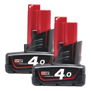 Milwaukee M12B4 M12 4.0Ah RedLithium-Ion Batteries (Twin Pack) — buy online Australia