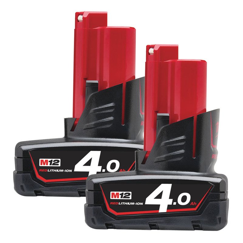 Milwaukee M12B4 M12 4.0Ah RedLithium-Ion Batteries (Twin Pack) — buy online Australia