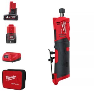 Milwaukee M12FDGS-422B 12V Fuel Straight Die Grinder Kit (1 x 2.0Ah battery, 1 x 4.0Ah battery, Charger & Toolbag) — buy online Australia