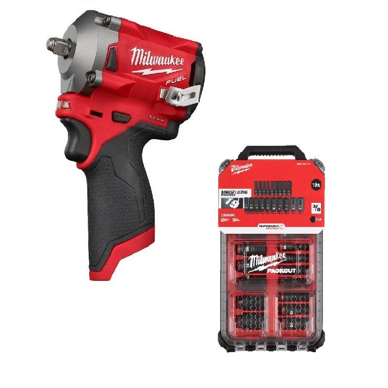 Milwaukee M12FIW38-0 12V Fuel 3/8″ Impact Wrench (Body Only) + 4932480946 Packout Socket Set — buy online Australia