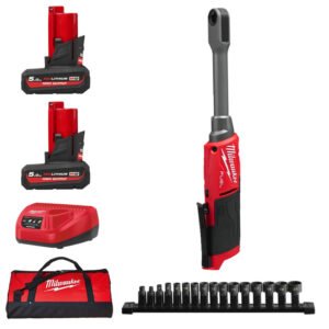 Milwaukee M12FPTR-0 12v Fuel Inside Pass Through Ratchet Kit – 2 x 5.0ah High Output Batteries, Charger & Bag — buy online Australia