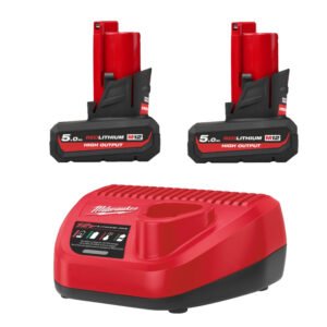 Milwaukee M12HB5 12v 5ah High Output Battery Twin Pack and Charger Energy Kit — buy online Australia