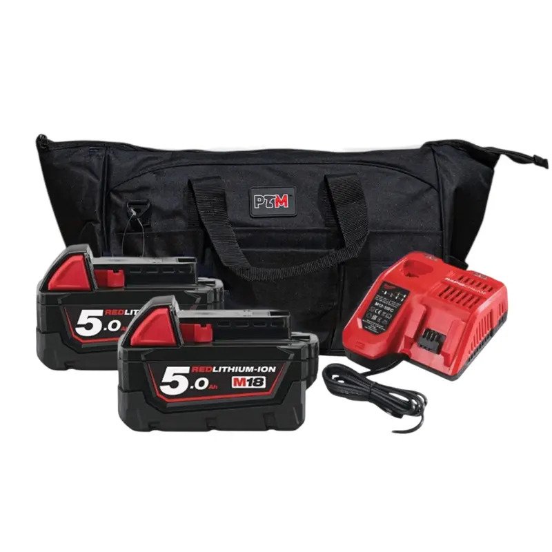 Milwaukee M18 5.0Ah Energy Bundle In PTM Bag – 2 x M18B5 5.0 Ah Batteries, M12-18FC Fast Charger in Bag — buy online Australia