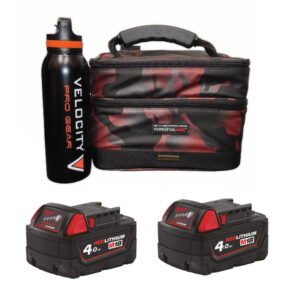 Milwaukee M18B4 18V 4.0Ah RedLithium-Ion Batteries (Twin Pack) & Velocity X PTM Lunch Bag & Bottle — buy online Australia