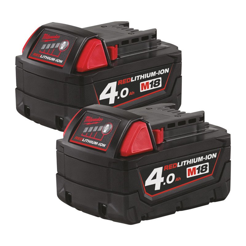 Milwaukee M18B4 18V 4.0Ah RedLithium-Ion Batteries (Twin Pack) — buy online Australia