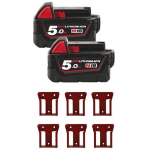 Milwaukee M18B5 18V 5.0Ah RedLithium-Ion Batters (Twin Pack) + 6 Pack Battery Holders — buy online Australia