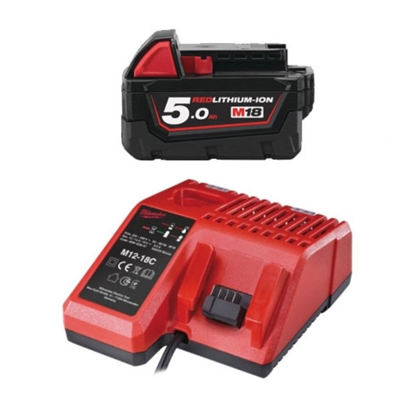 Milwaukee M18B5/M12-18 5.0Ah RedLithium-Ion Battery & Charger Bundle (1 x Batt) — buy online Australia