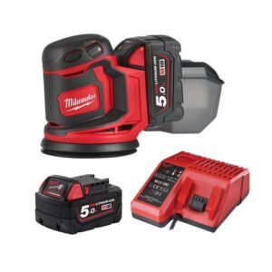 Milwaukee M18BOS125-502B 18V Random Orbit Sander Kit (2 x 5.0Ah RedLithium-Ion Batteries, Charger & Toolbag) — buy online Australia