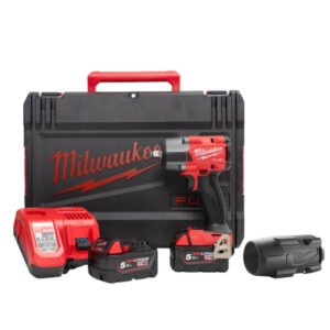 Milwaukee M18FMTIW2F12-502X 18V Fuel GEN2 Mid-Torque 1/2” Impact Wrench with Friction Ring Kit (2 x 5.0Ah RedLithium-Ion Batteries, Charger & Case) & Sleeve — buy online Australia