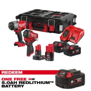 Milwaukee M18FPP2AQ2-564P 18v 1/2″ / 12v 3/8″ Fuel Impact Wrench Twin Kit Packout Case (CLAIM FREE 5.0AH BATTERY VIA MILWAUKEE REDEMPTION) — buy online Australia