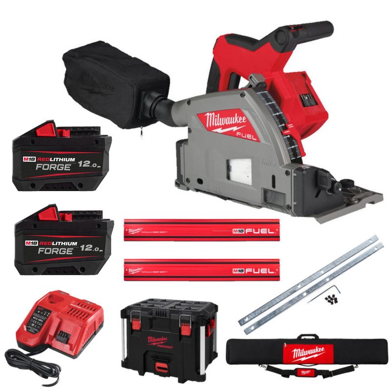 Milwaukee M18FPS55 18v 55mm Plunge Saw With 2 x 12ah Batteries, Charger and Guide Rail Kit — buy online Australia