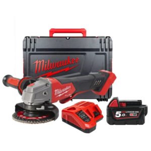 Milwaukee M18FSAGV115XPDB-501X 18v Fuel 115mm Braking Angle Grinder Kit, 1 x 5.0Ah Battery, Charger, Case — buy online Australia