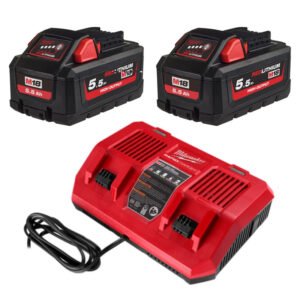 Milwaukee M18HB5 5.5ah High Output Battery Twin Pack and Dual Bay Charger Energy Kit — buy online Australia