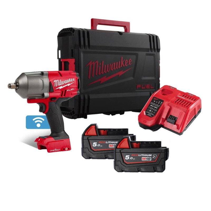 Milwaukee M18ONEFHIWF12-502CR 18V One Key Fuel Brushless 1/2″ Impact Wrench Chemical Resistant Batteries — buy online Australia