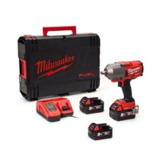 Milwaukee M18ONEFHIWF12-503X M18 One Key Fuel 1/2″ High-Torque Impact Wrench Kit (3 x 5.0Ah RedLithium-Ion Batteries, Charger & Case) — buy online Australia