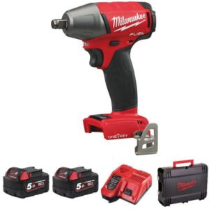 Milwaukee M18ONEIWF12-502X 18V One Key Fuel 1/2″ Impact Wrench (2 x 5.0Ah RedLithium-Ion Batteries, Charger & Case) — buy online Australia