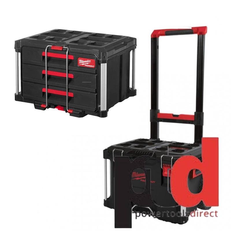 Milwaukee Packout Trolley Box and Drawer Bundle – 4932464078 Trolley Box & 4932472130 3 Drawer Toolbox — buy online Australia