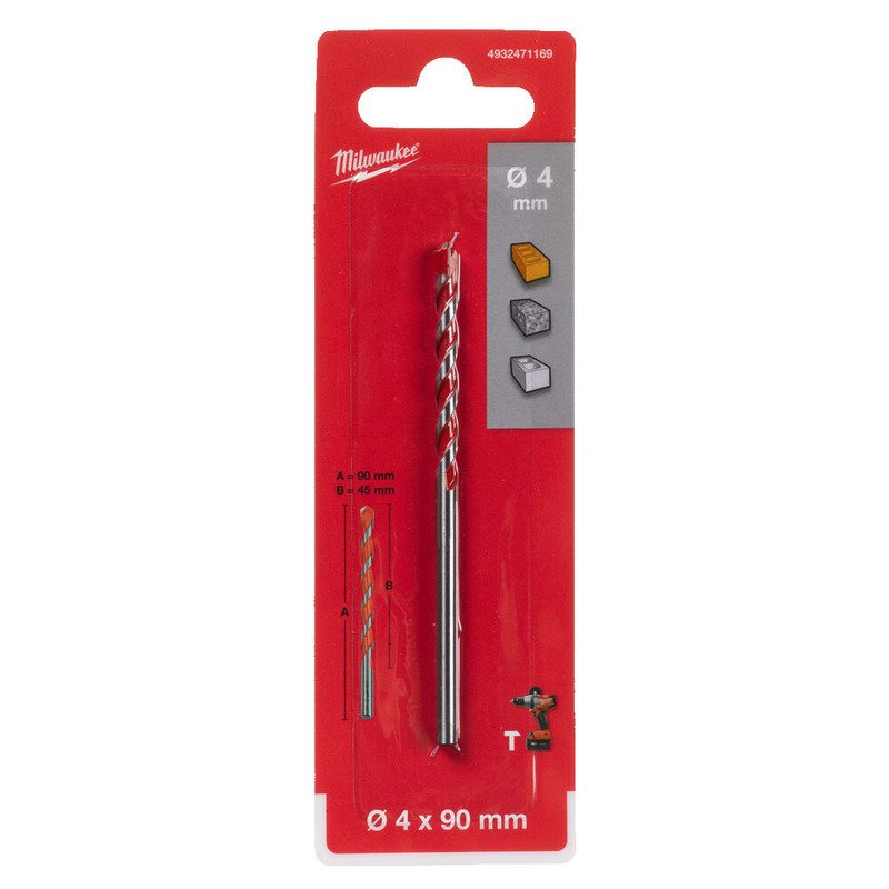 Milwaukee Premium Concrete Drill Bits – 3 Flat Shank (Select Size) — buy online Australia