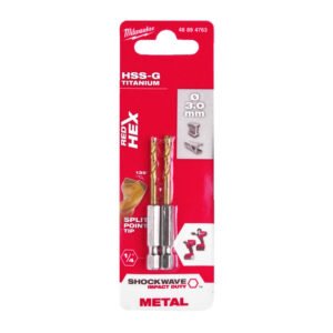 Milwaukee Red Hex Shockwave HSS-Tin Metal Drill Bits (Select Size) — buy online Australia