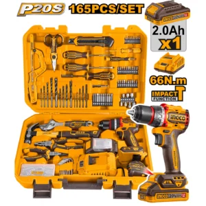 INGCO 165 Pcs Tools Set with Cordless Brushless Impact Drill — buy online Australia
