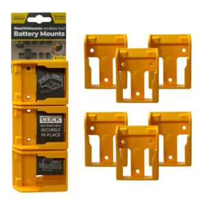 StealthMounts 6 Pack Battery Holders for DeWalt 18V Batteries – Yellow — buy online Australia