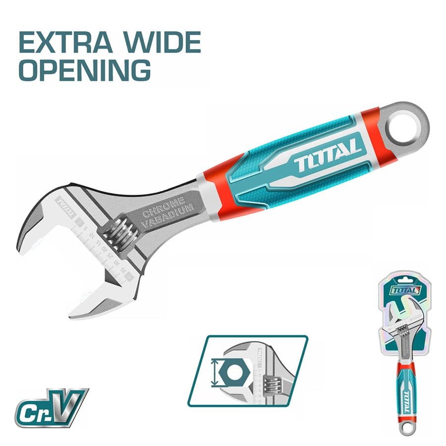 TOTAL Adjustable Wrench with Rubber Grip — buy online Australia