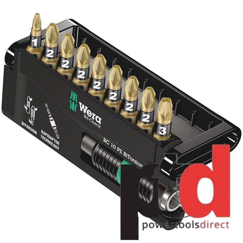 Wera Bit-Check 10 PZ BiTorsion 2, Universal Bit Holder and Bits, 10pc — buy online Australia